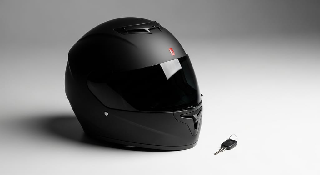 Casco de moto homologado junto a la llave de la moto: el casco no cambia según el carnet A o A2