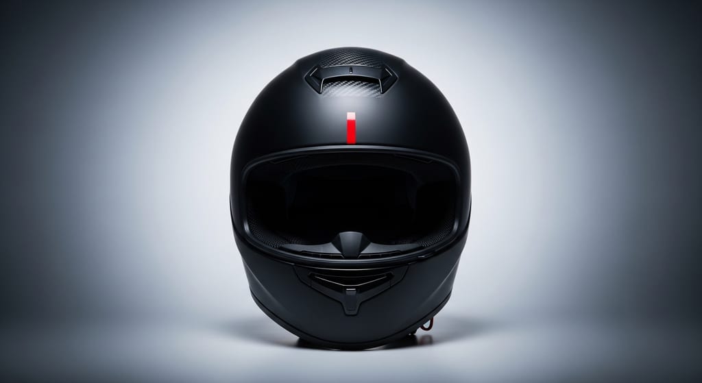 Casco de moto negro mate con textura de fibra de carbono en la calota