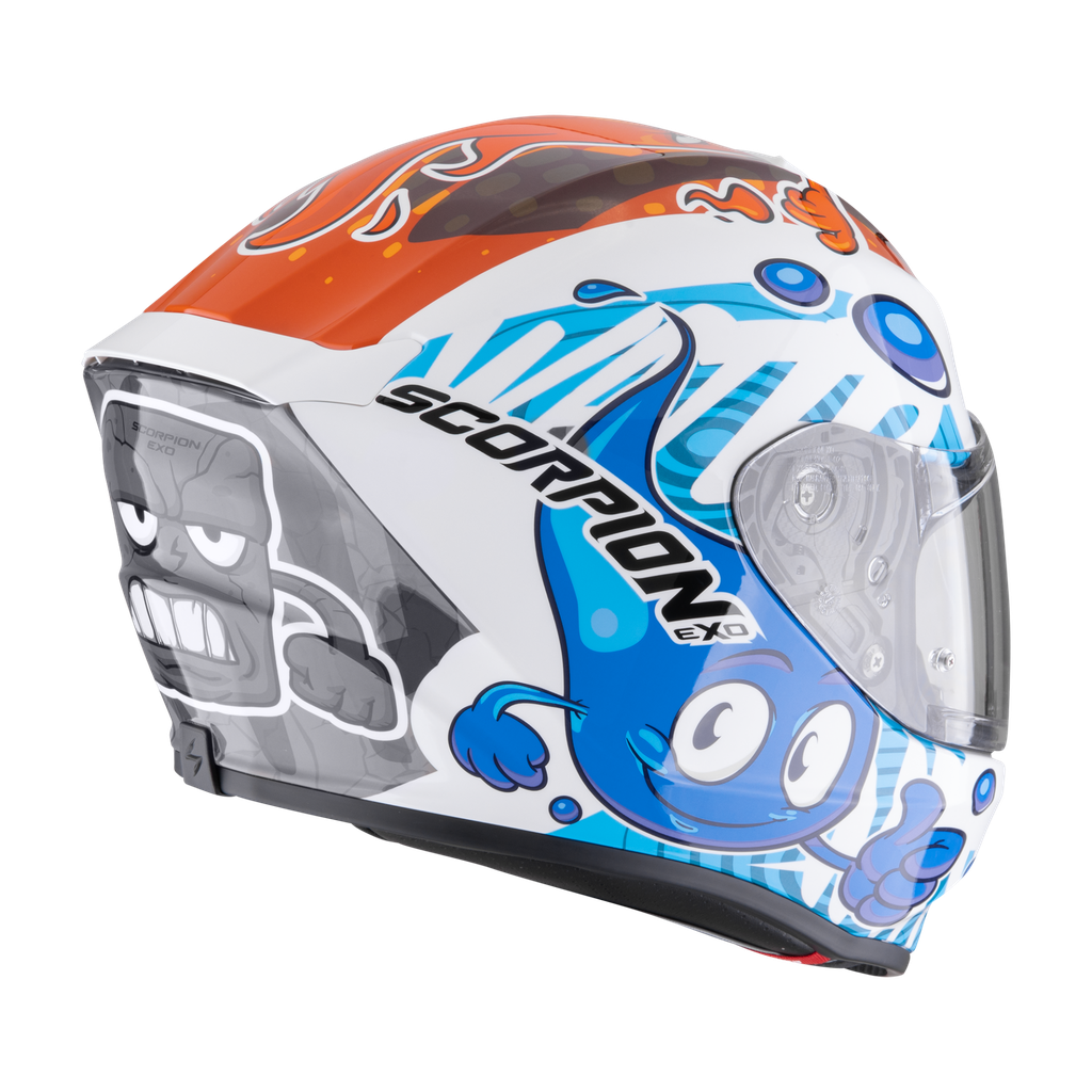 Casco Scorpion Exo-Jnr Air The4Elements Blanco-Azul-Naranja - imagen 2