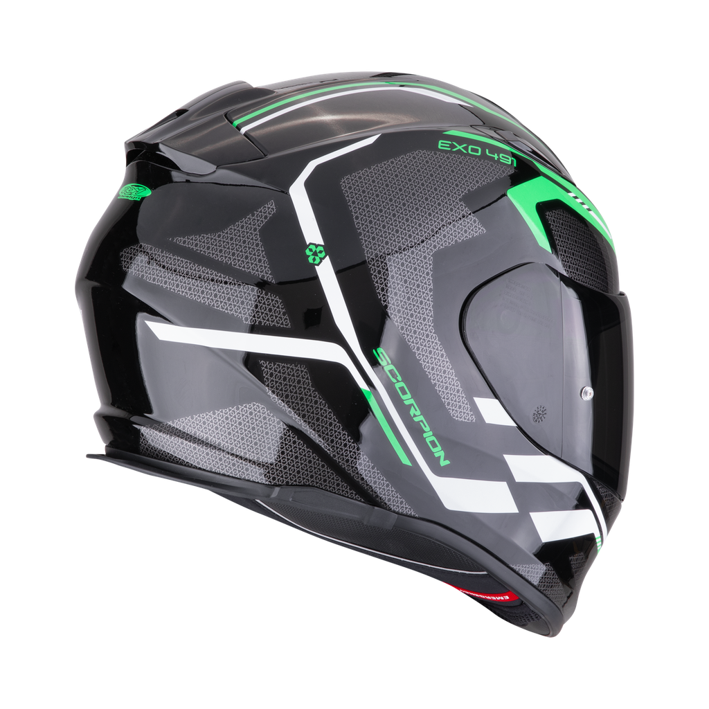 Casco Scorpion Exo-491 Kripta Negro-Verde-Blanco - imagen 2