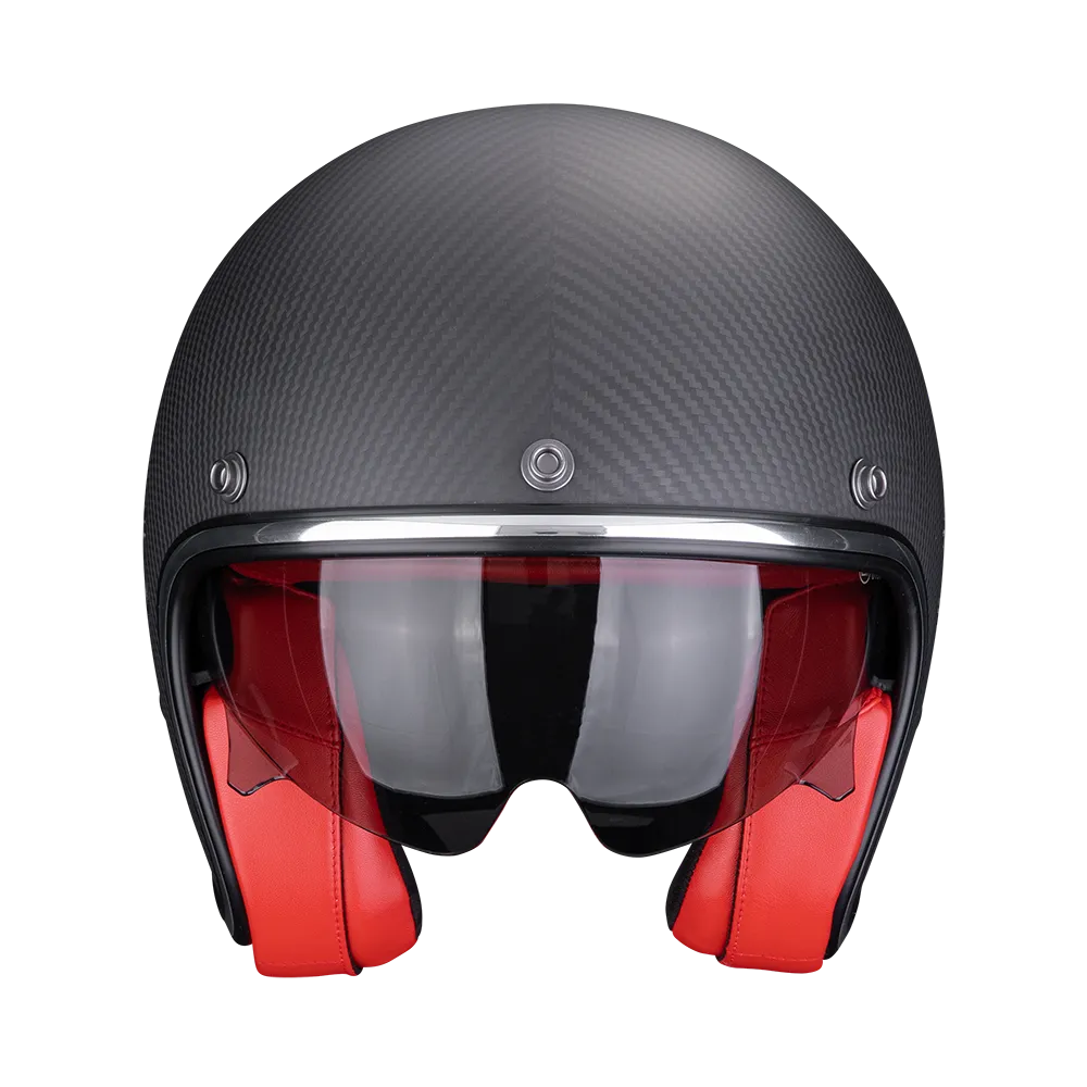 Casco Scorpion Belfast Evo Carbon Solid Negro Mate-Rojo - imagen 1