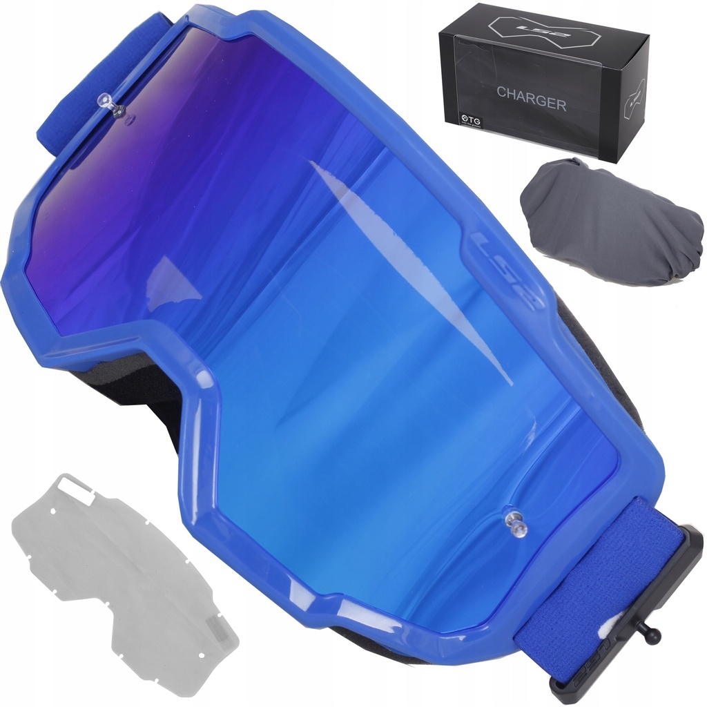 LS2 Charger Motocross Goggle, Red for Men