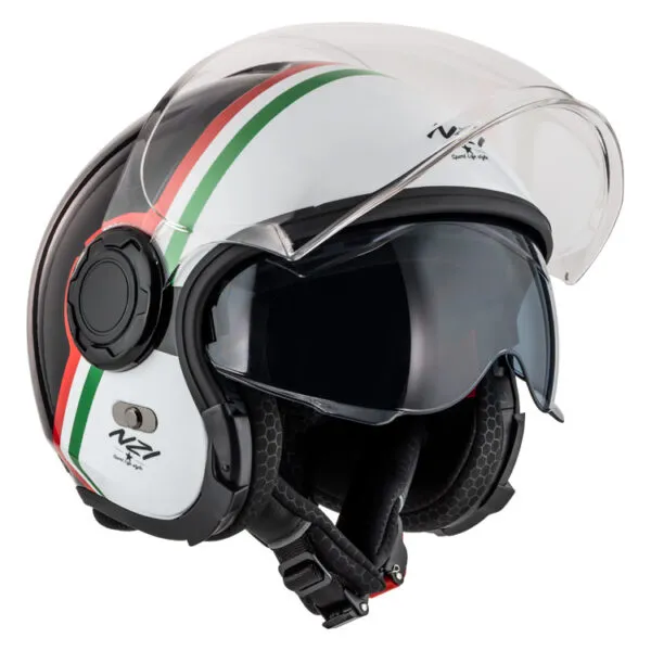 Casco Jet NZI Ringway 2 Duo Skyline Negro Blanco Italy - imagen 1