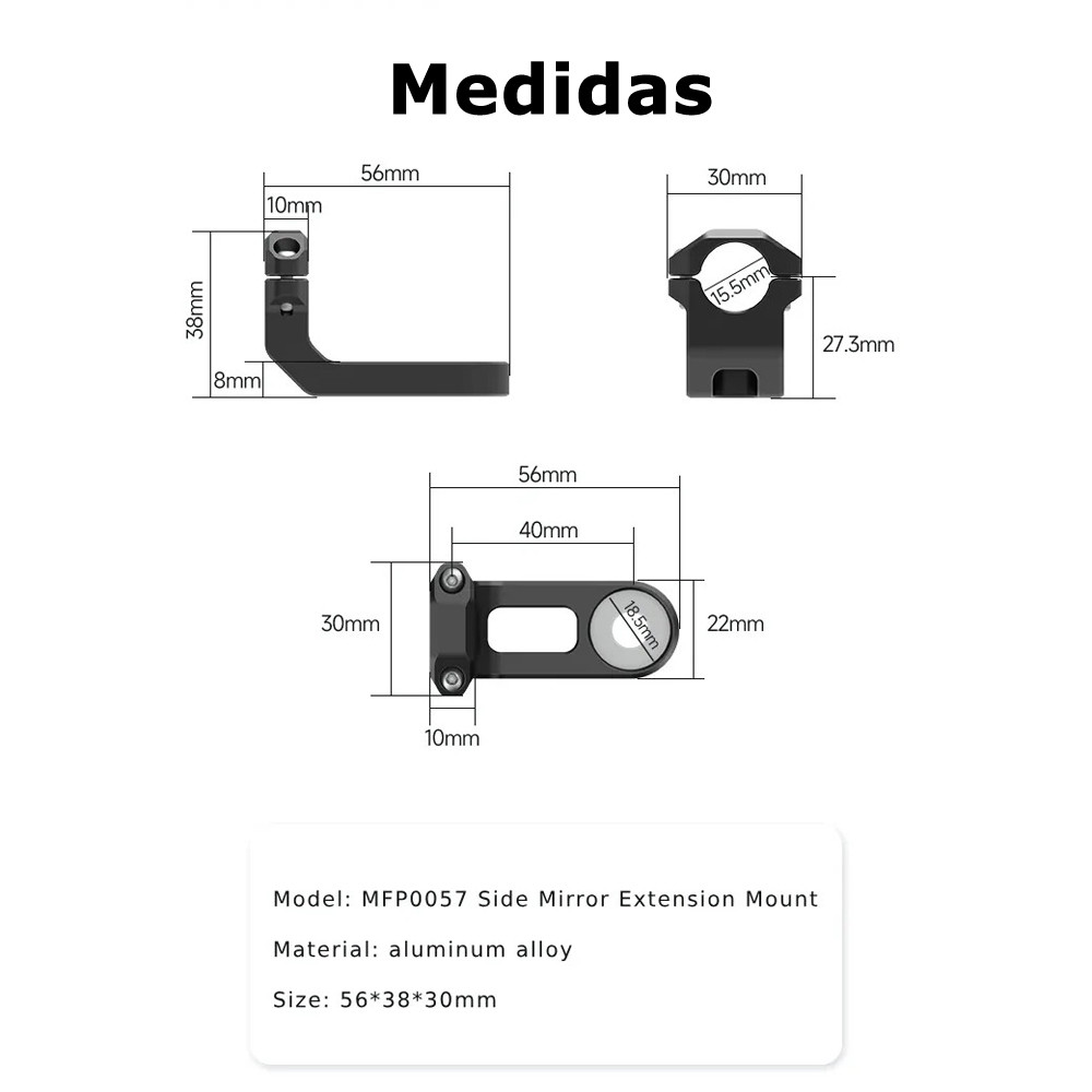 Soporte Chigee Para Espejo Retrovisor Rosca M8 M10 - imagen 1
