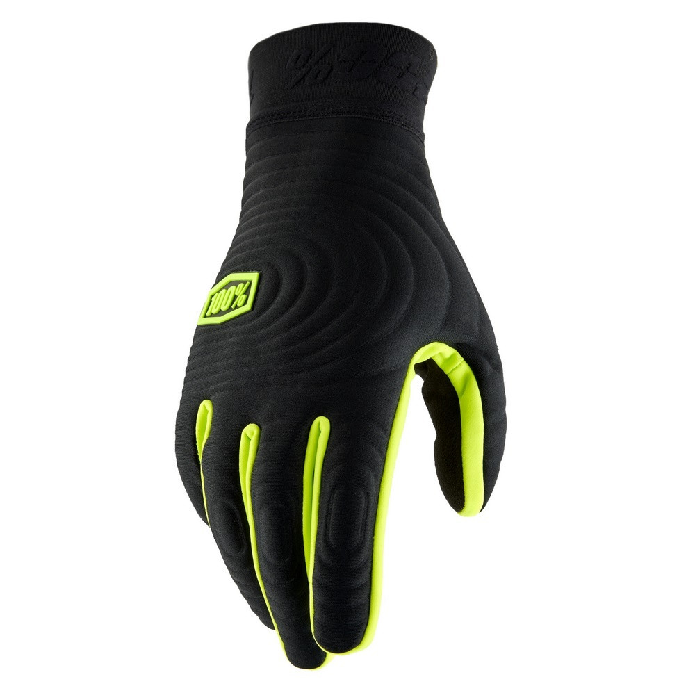 [1003000001] Guantes 100% Brisker Xtreme Negro / Amarillo Fluor (S)