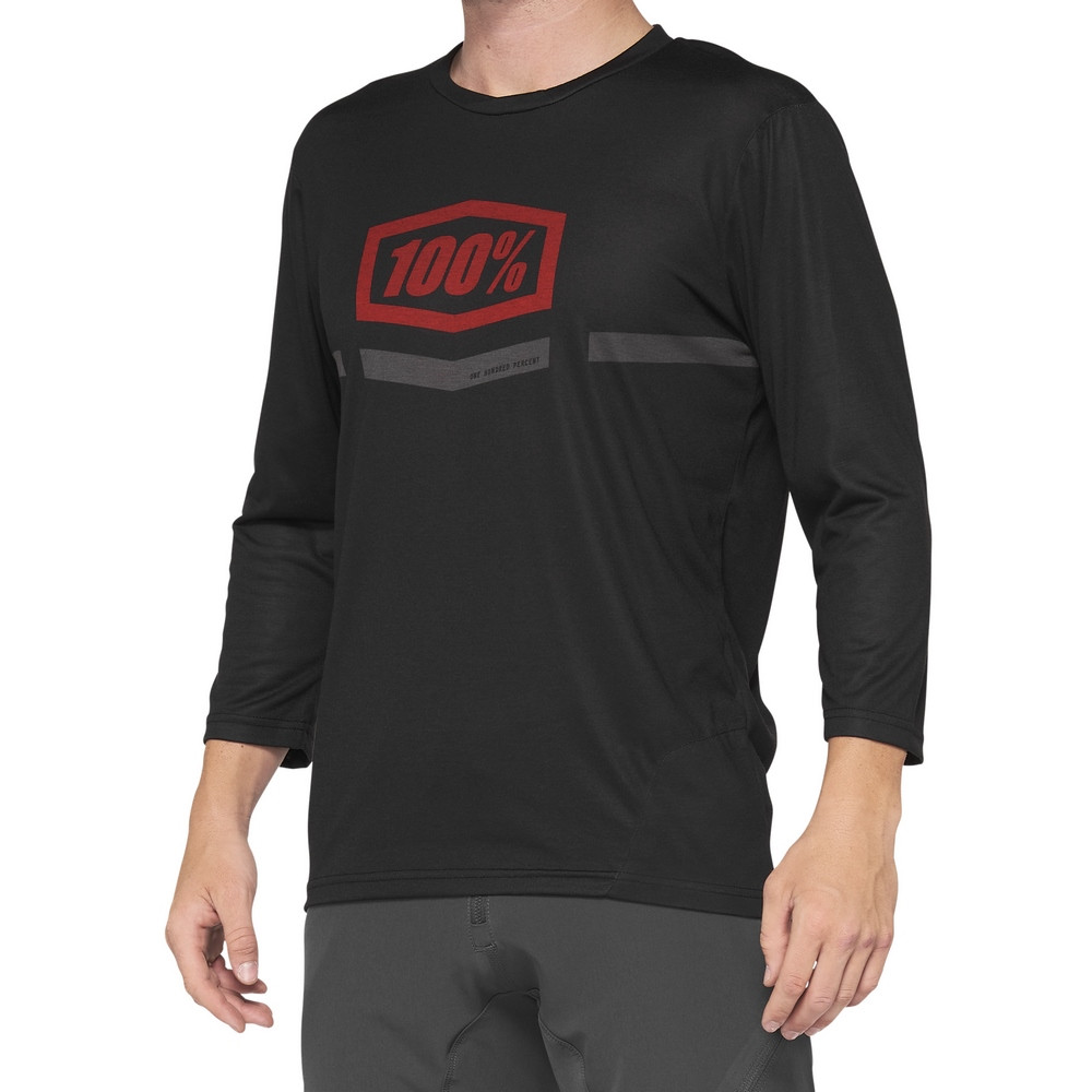 [4001800005] Jersey 100% Airmatic Manga 3/4 Negro/Rojo