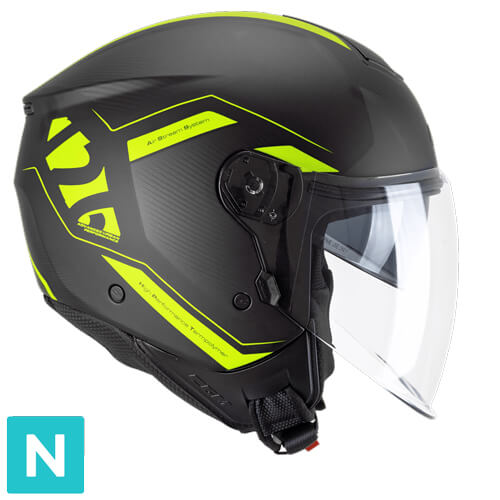 Casco Jet CGM 126G IPE City Negro Amarillo Flúor Mate