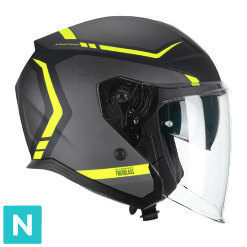 Casco Jet CGM 136M RNA Fibra Ride Negro Amarillo Flúor Mate