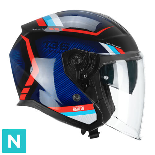 Casco Jet CGM 136M RNA Fibra Ride Negro Azul Rojo