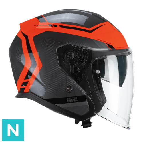 [136M-BLV-96 A1] Casco Jet CGM 136M RNA Fibra Ride Negro Rojo Flúor (XS)