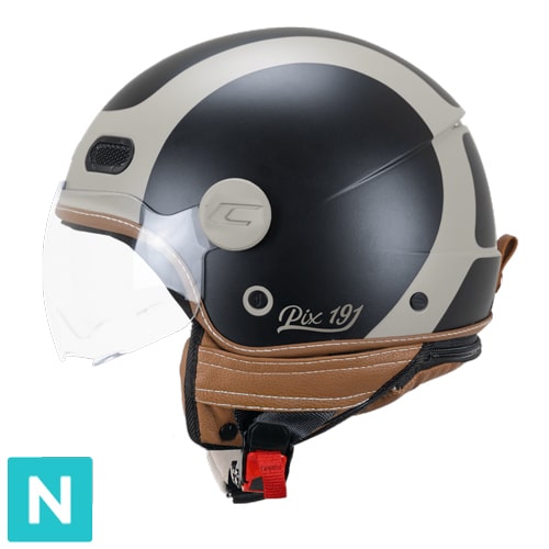 Casco Jet CGM 191G PIX Sprint Beige Negro Mate Perfilada
