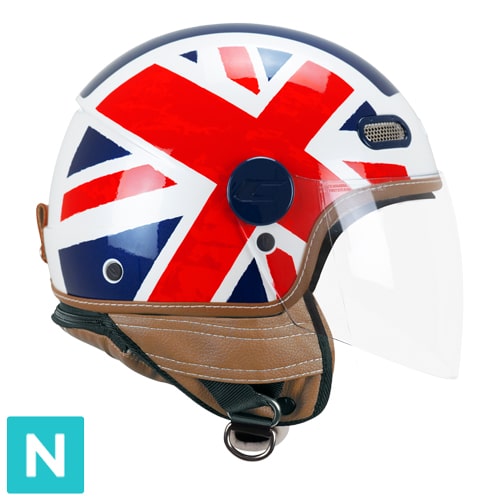 Casco Jet CGM 191K PIX UK Blanco Azul Rojo Larga