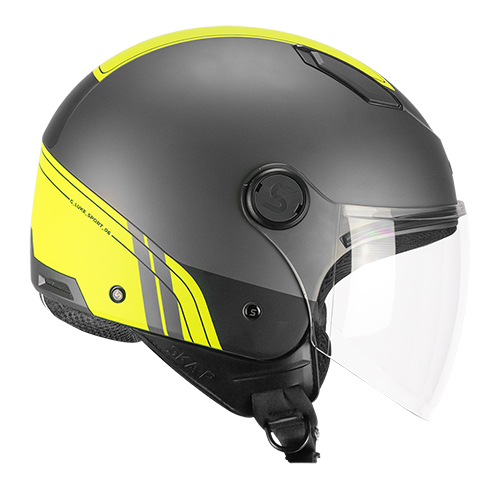 Casco Jet CGM 1LHG Luke Sport Antracita Amarillo Flúor Satinado