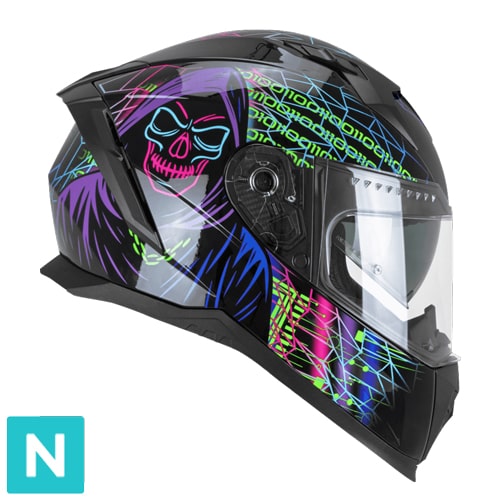 [311T-ALV-83 A1] Casco Integral CGM 311T Blast Tech Negro Violeta Verde Flúor (XS)