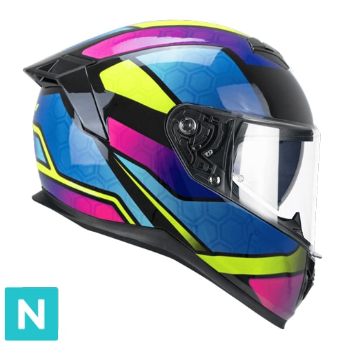 [361K-ALV-93 A1] Casco Integral CGM 361K Avent Fibra Neon Rosa Azul Claro Amarillo Flúor (XS)