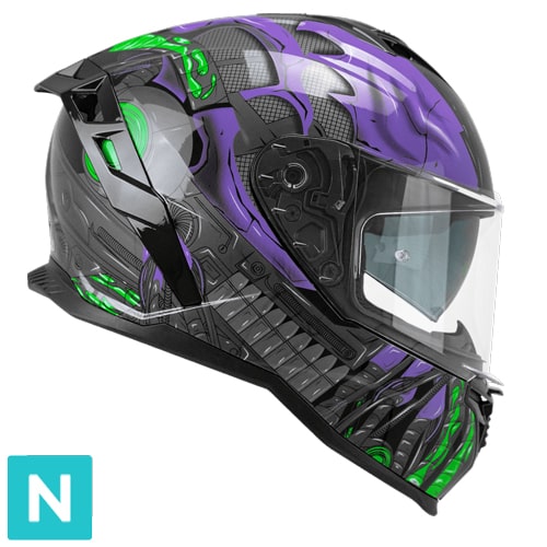 [363R-ALV-83 A1] Casco Integral CGM 363R Shot Villain Negro Violeta Verde Flúor (XS)
