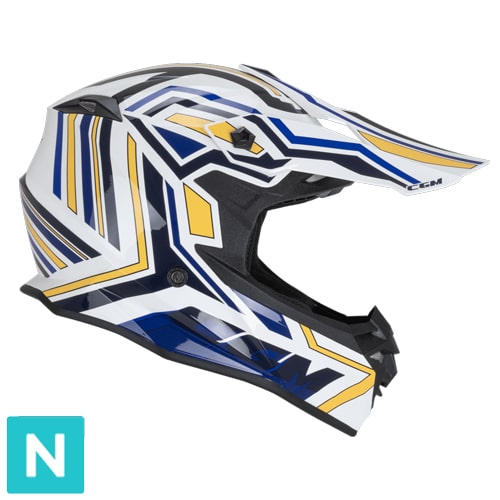 Casco Integral CGM 367G Mud-x Fury Blanco Azul Amarillo