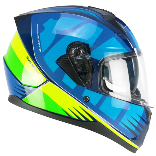 Casco Integral CGM 3MHG Speeder Sport Azul Amarillo Flúor