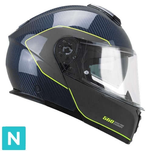 Casco Modular CGM 560S MAD PRO Sport Carbono Azul Amarillo Flúor