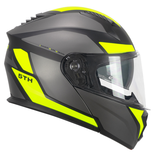Casco Modular CGM 5THG Falcon Sport Negro Amarillo Flúor Mate
