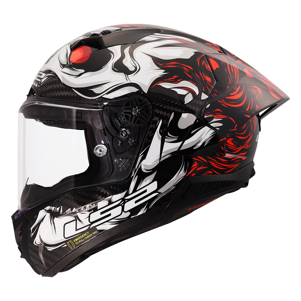 LS2 FF805 Thunder Gp Aero Skull White RED-06 L