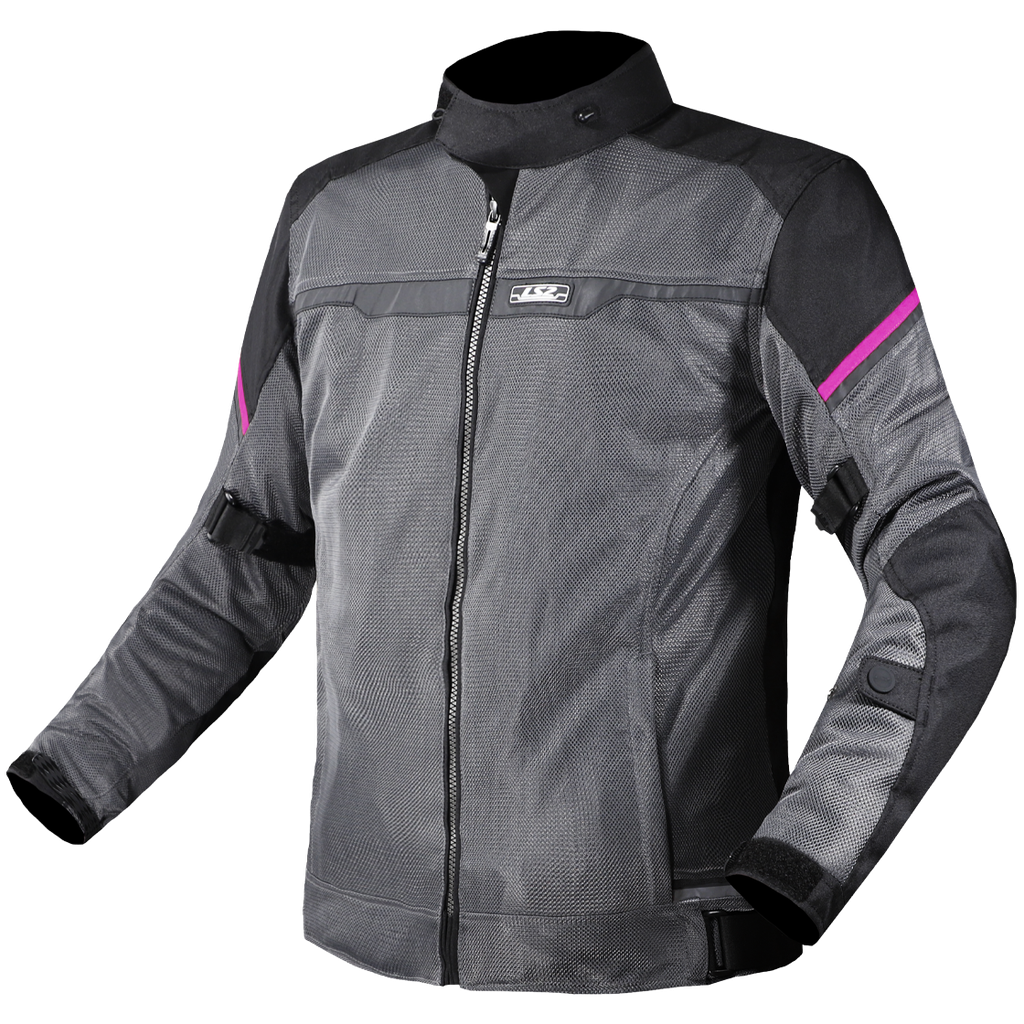 Chaqueta Moto LS2 Riva Mujer Negro Oscuro Gris Rosa