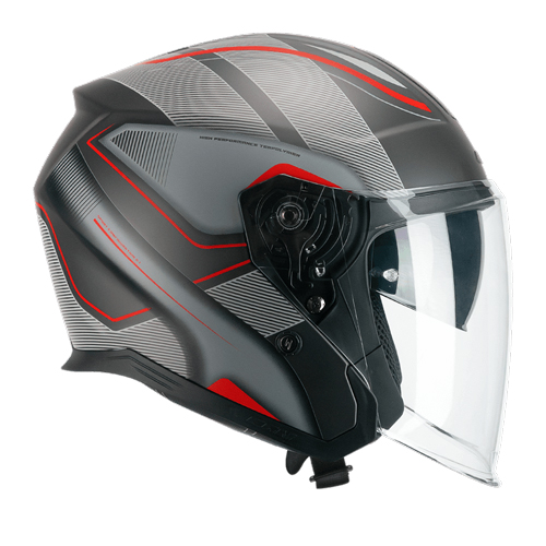Casco Jet CGM 136G RNA Sport Gris Rojo Mate