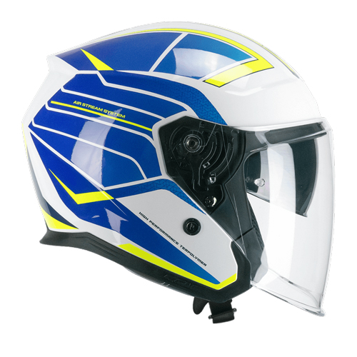 Casco Jet CGM 136S RNA Race Azul Amarillo Flúor