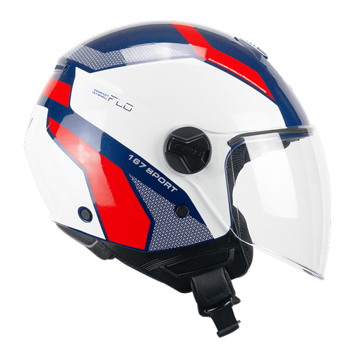[167D-ALA-85 A0] Casco Jet CGM 167D FLO Sport Azul Blanco Rojo Larga (XXS)