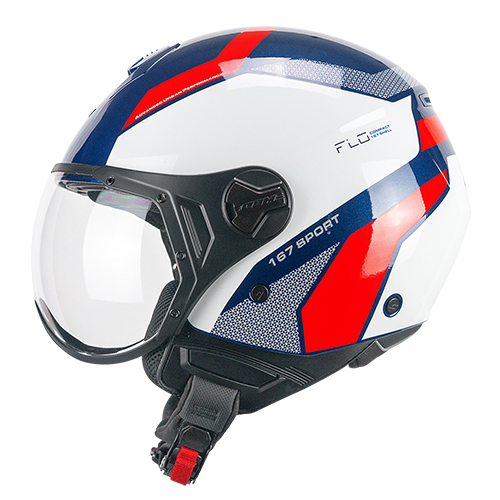 Casco Jet CGM 167D FLO Sport Azul Blanco Rojo Perfilada