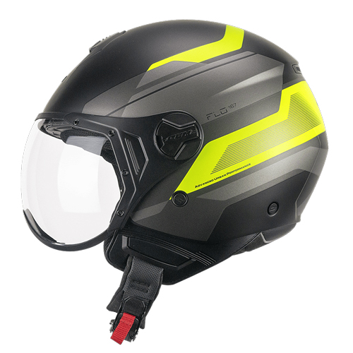 Casco Jet CGM 167K FLO City Negro Amarillo Flúor Mate Perfilada