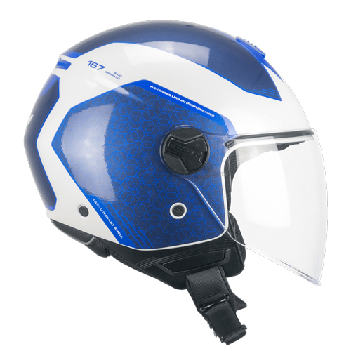 [167L-ALA-79 A0] Casco Jet CGM 167L FLO Bico Blanco Azul Larga (XXS)