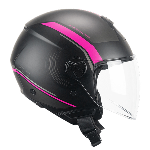 Casco Jet CGM 167M FLO DOT Negro Fucsia Flúor Mate Larga
