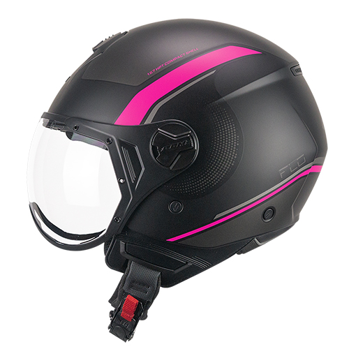 Casco Jet CGM 167M FLO DOT Negro Fucsia Flúor Mate Perfilada