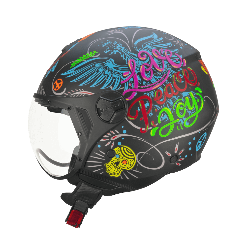 Casco Jet CGM 167S FLO JOY Negro Azul Claro Verde Mate Perfilada
