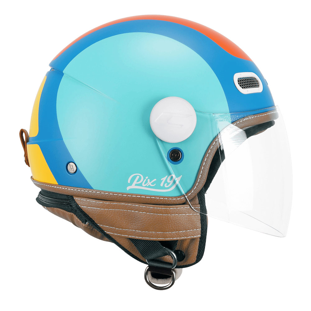 Casco Jet CGM 191G PIX Sprint Celeste Naranja Op. Larga