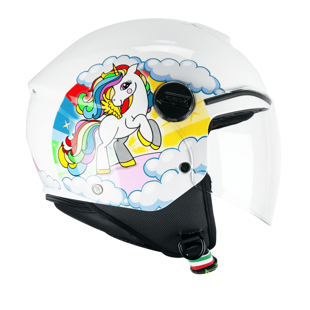 [261D-ALA-71 YE] Casco Infantil CGM 261D Mini Dreams Blanco Fucsia Celeste (YXL)