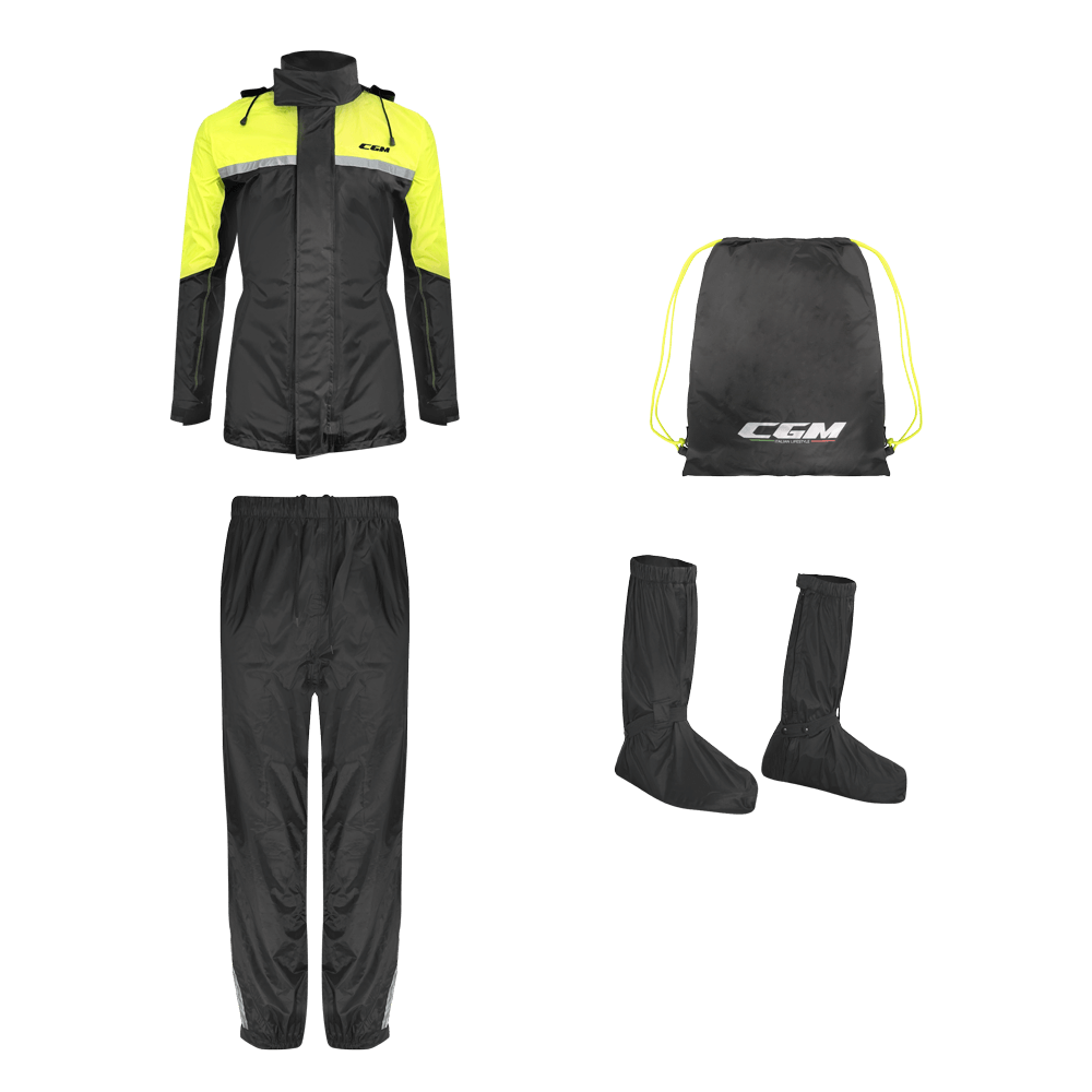CGM E31 Conjunto Completo De Lluvia Negro/Amarillo Fluorescente