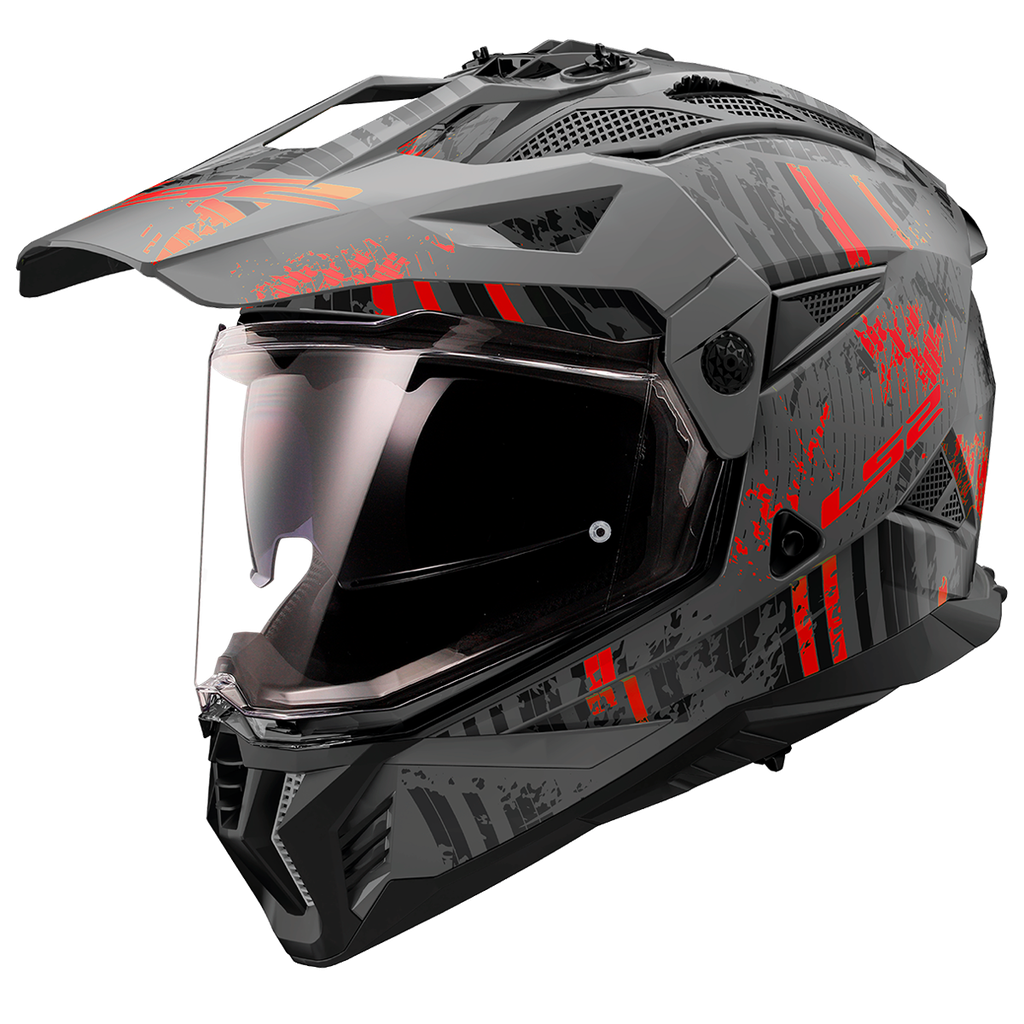 [467022332XS] Casco Moto Cross LS2 MX702 Pioneer II Crazy Mate Negro Rojo (XS)