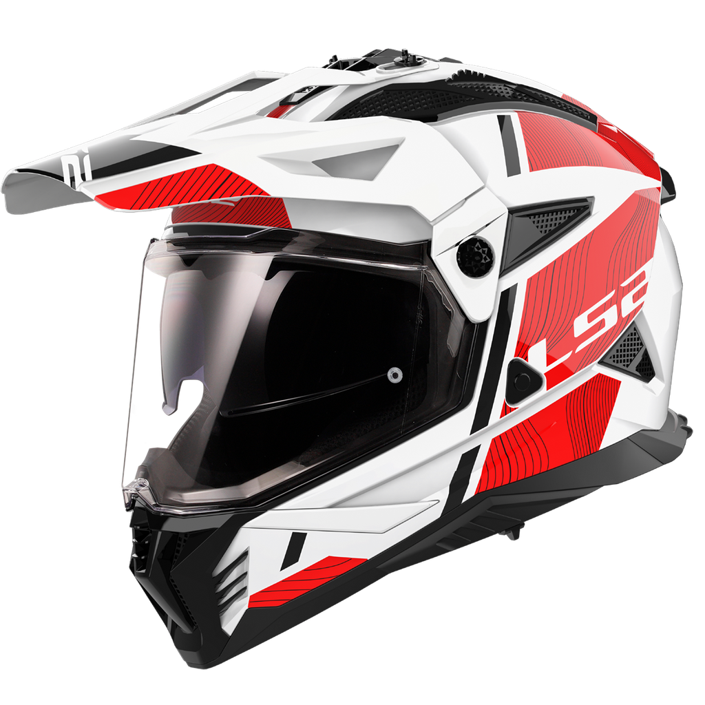 [467022232XS] Casco Moto Cross LS2 MX702 Pioneer II Hill Blanco Rojo (XS)