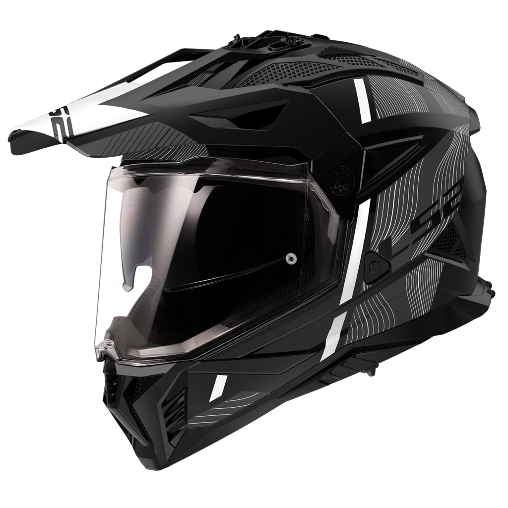 Casco Moto Cross LS2 MX702 Pioneer II Hill Mate Negro Blanco