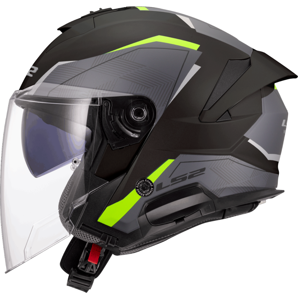 Casco Moto Jet LS2 OF618 Verso II Air Negro Amarillo