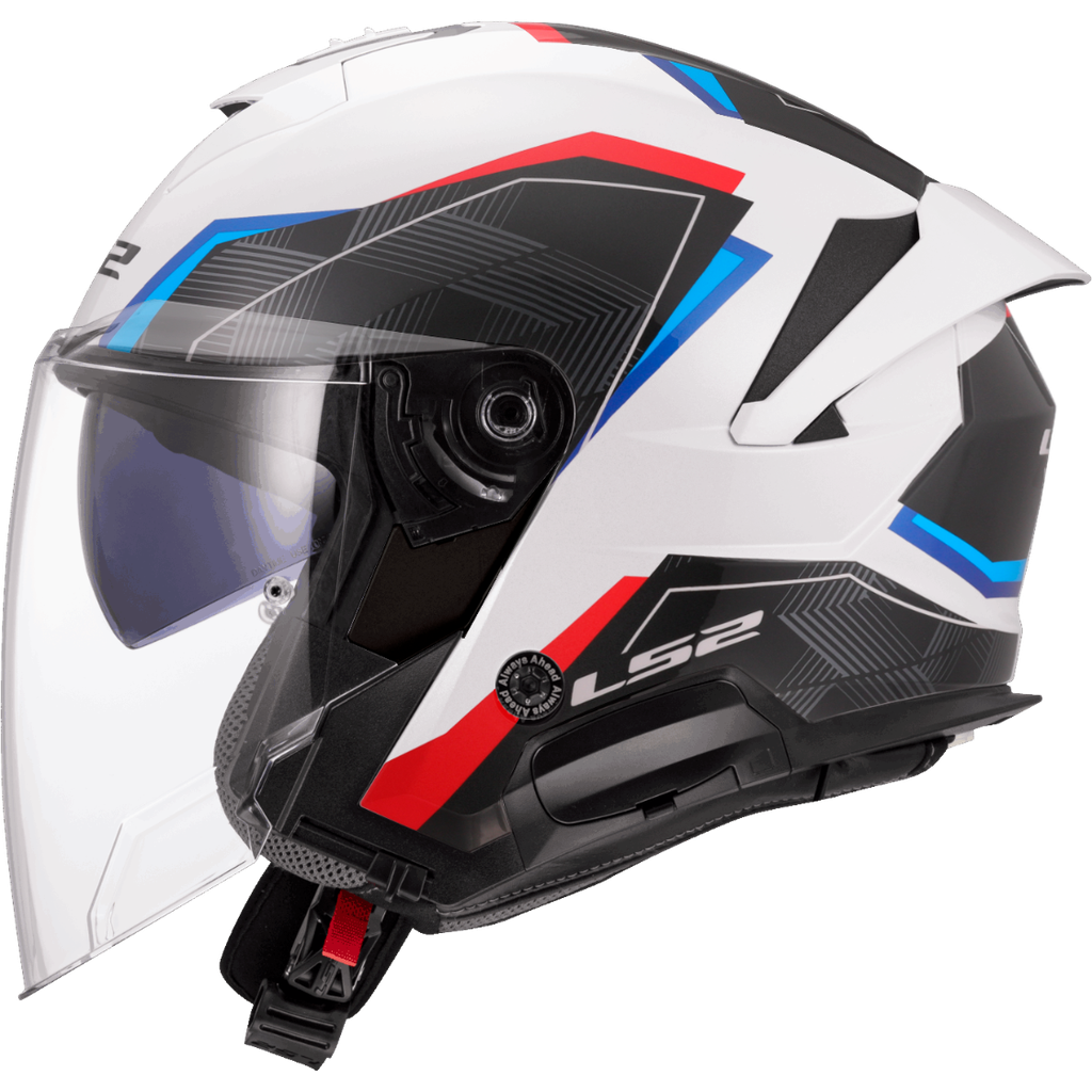 [366182026XS] Casco Moto Jet LS2 OF618 Verso II Air Blanco Azul Rojo (XS)