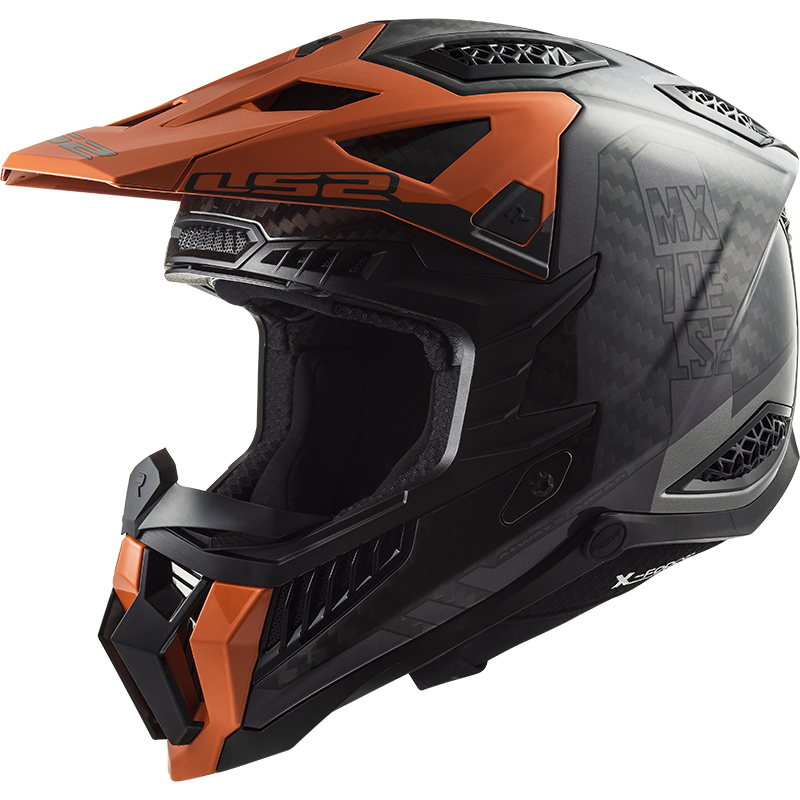 Casco LS2 MX703 CARBON X-FORCE VICTORY titanio naranja
