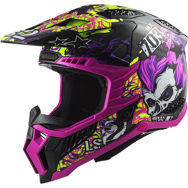 Casco LS2 MX703 CARBON X-FORCE FIRESKULL violeta