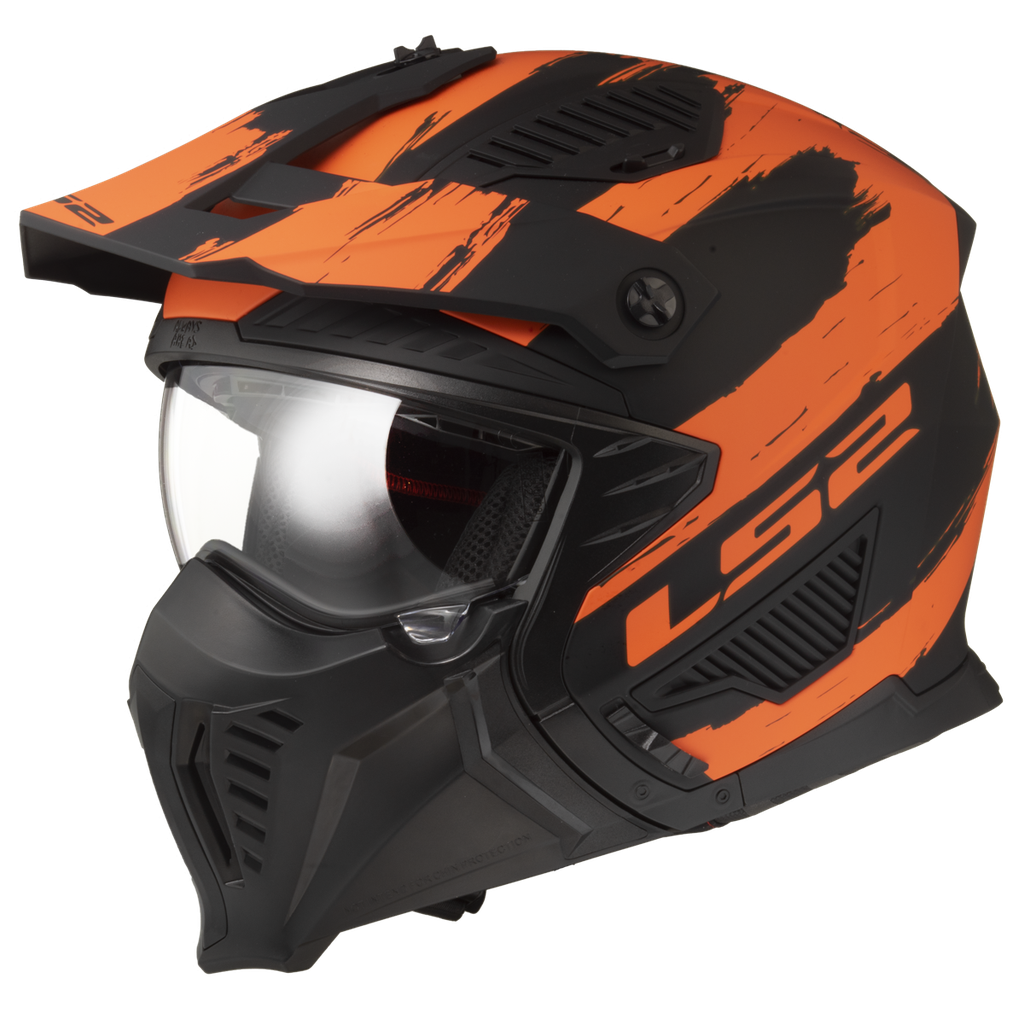 [366062351XS] LS2 OF606 DRIFTER MUD MATT BLACK ORANGE-06 (XS)