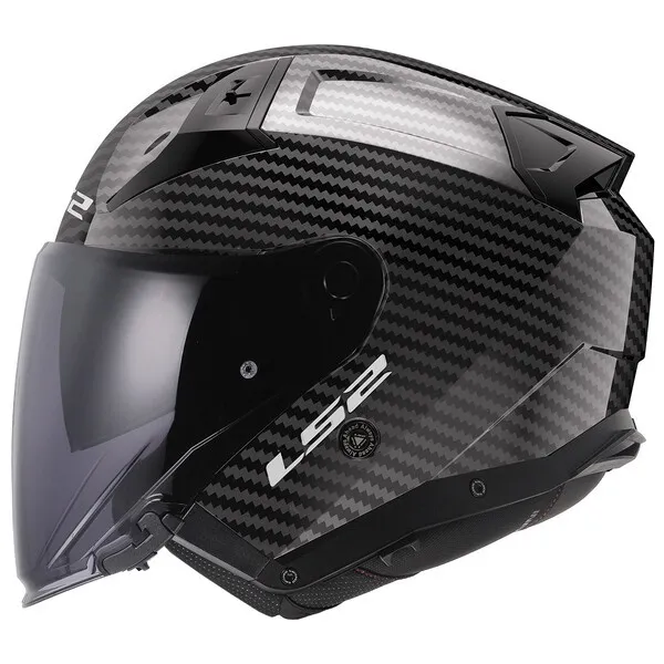 [366035099XS] Casco Moto Jet LS2 OF603 Infinity II Brillo Carbono (XS)