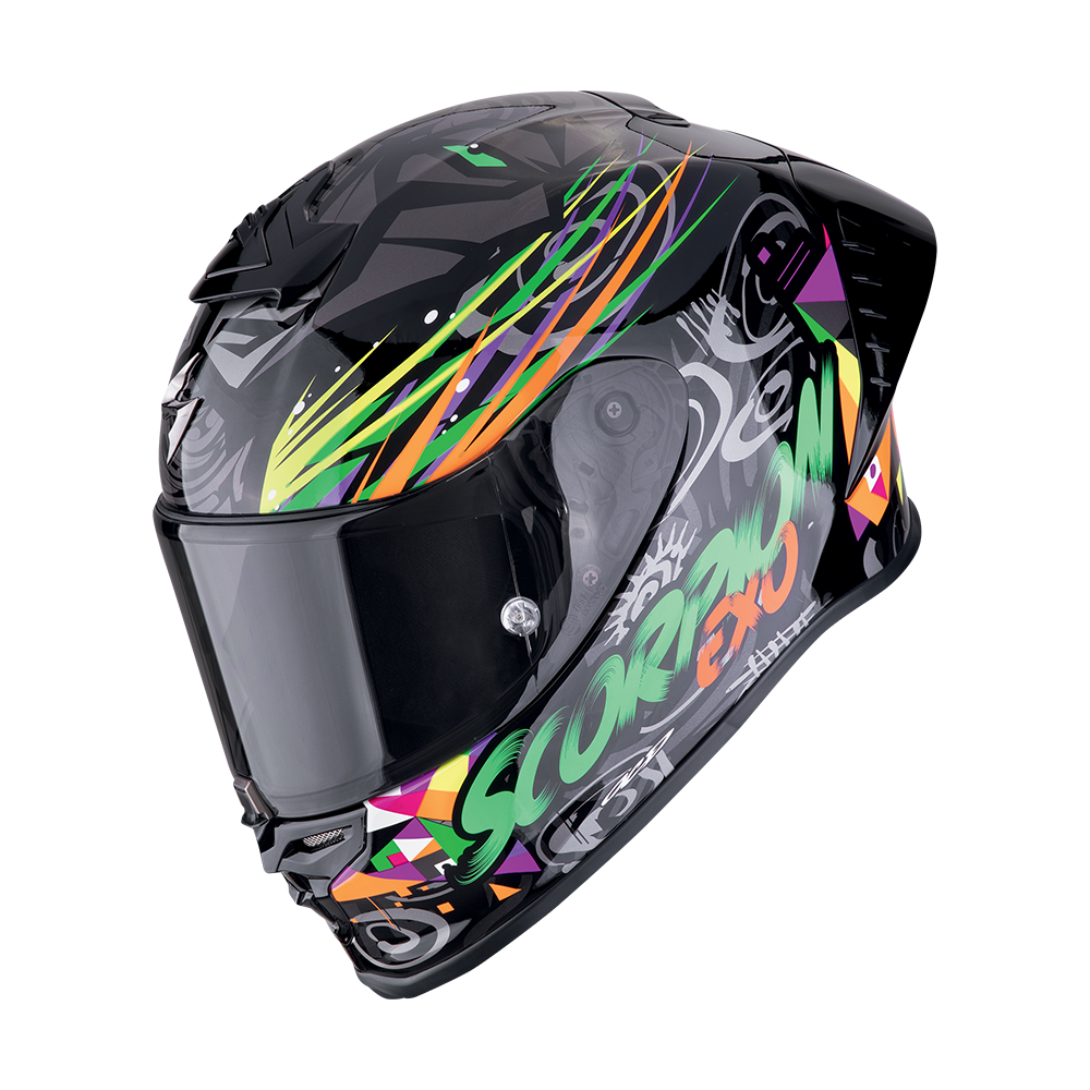 Casco Scorpion Exo-R1 Evo II Air Savage Negro-Verde-Naranja