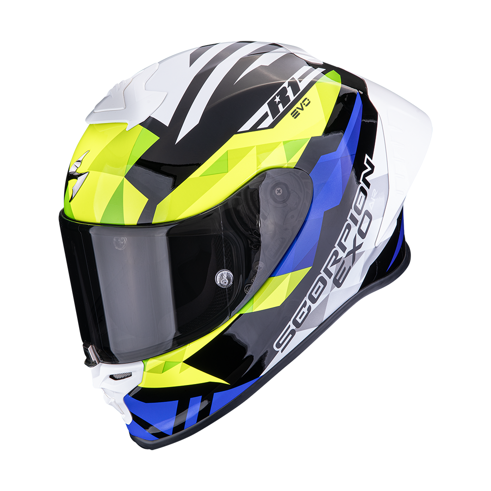 Casco Scorpion Exo-R1 Evo II Air Valere Negro-Azul-Amarillo Neón