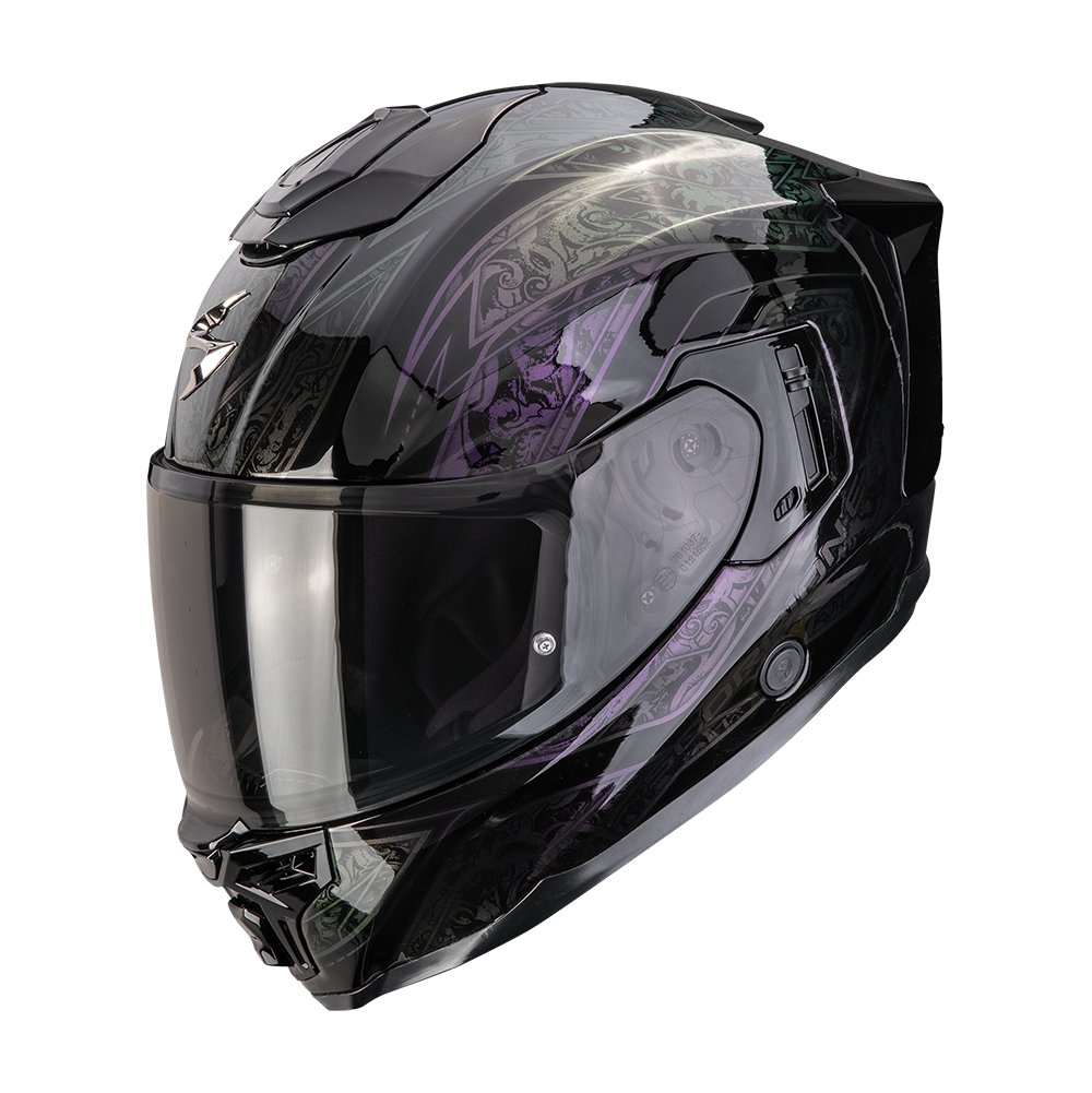 [115-059-38-02] Casco Scorpion Exo-1500 Air Fantasy Negro-Camaleón (XS)